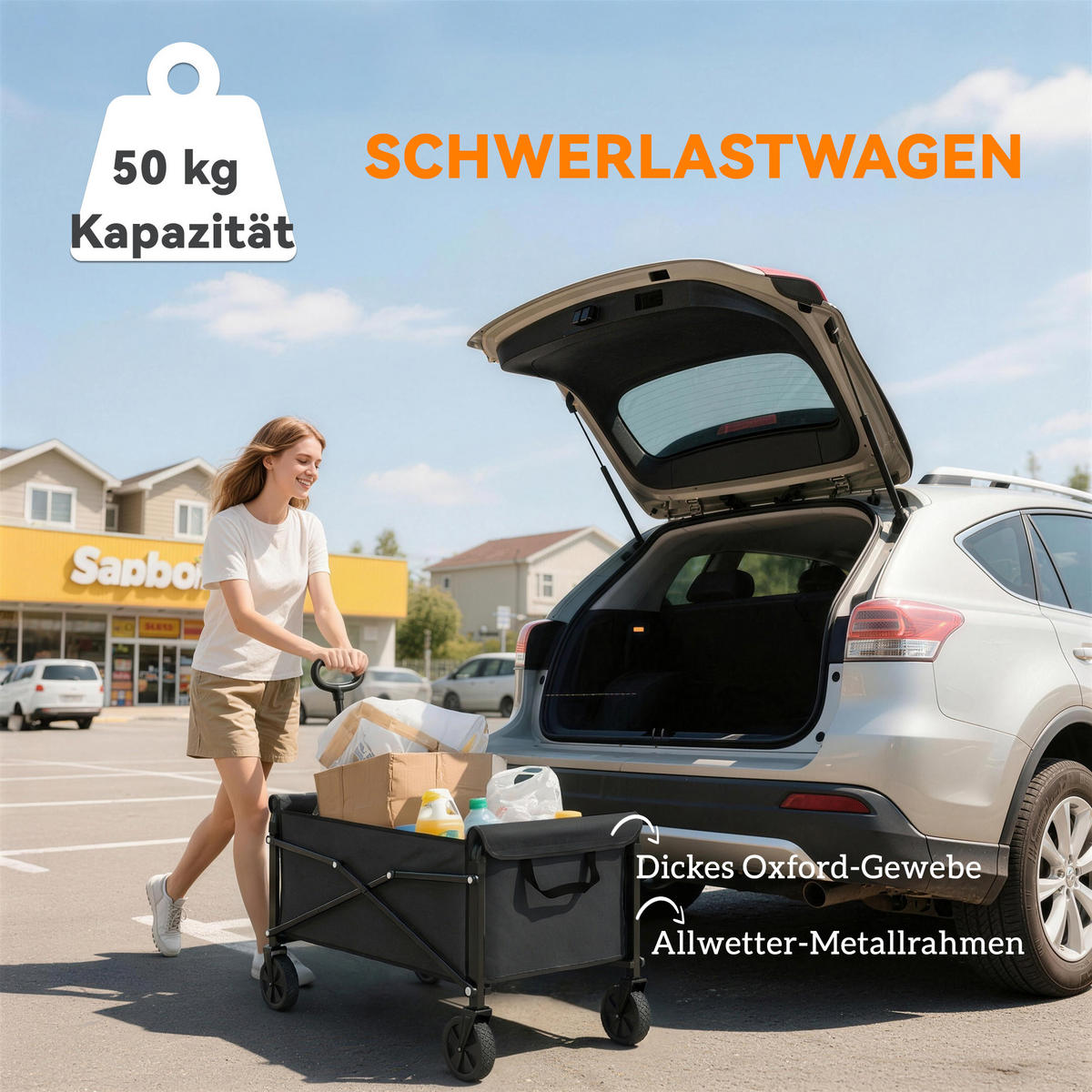 GARTENWAGEN DE-10544 Schwarz - Schwarz, Metall (47.5/92/78cm) - ComfortXL