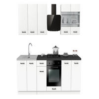 KÜCHENZEILE 260 cm mit Arbeitsplatte - SIMPLY Z23 - in Weiß / Matt - Schwarz/Weiß, Holz/Holzwerkstoff (260/212/53cm)