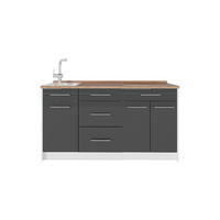 KUCHYNSKÝ BLOK Fame-Line, Antracit vysoký lesk/biely, 150 cm, AP Oak - biela/čierna s vysokým leskom, kompozitné drevo (150/82/60cm) - Vicco