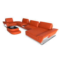 WOHNLANDSCHAFT Bari U - Orange, Leder (456/89/243cm) - Sofa Dreams