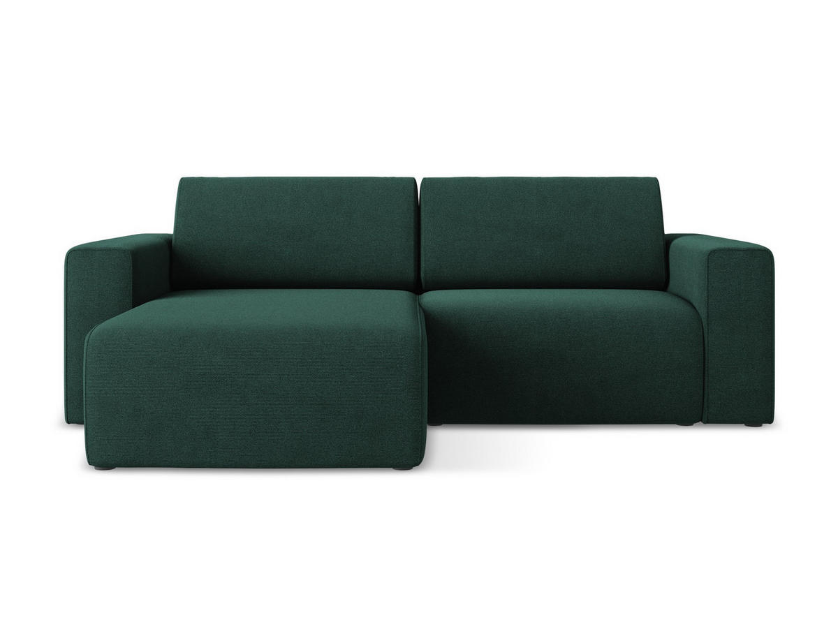 ECKSOFA Links Strukturstoff Stoff Grün - Dunkelgrün/Schwarz, Kunststoff/Textil (167/224cm) - Makamii
