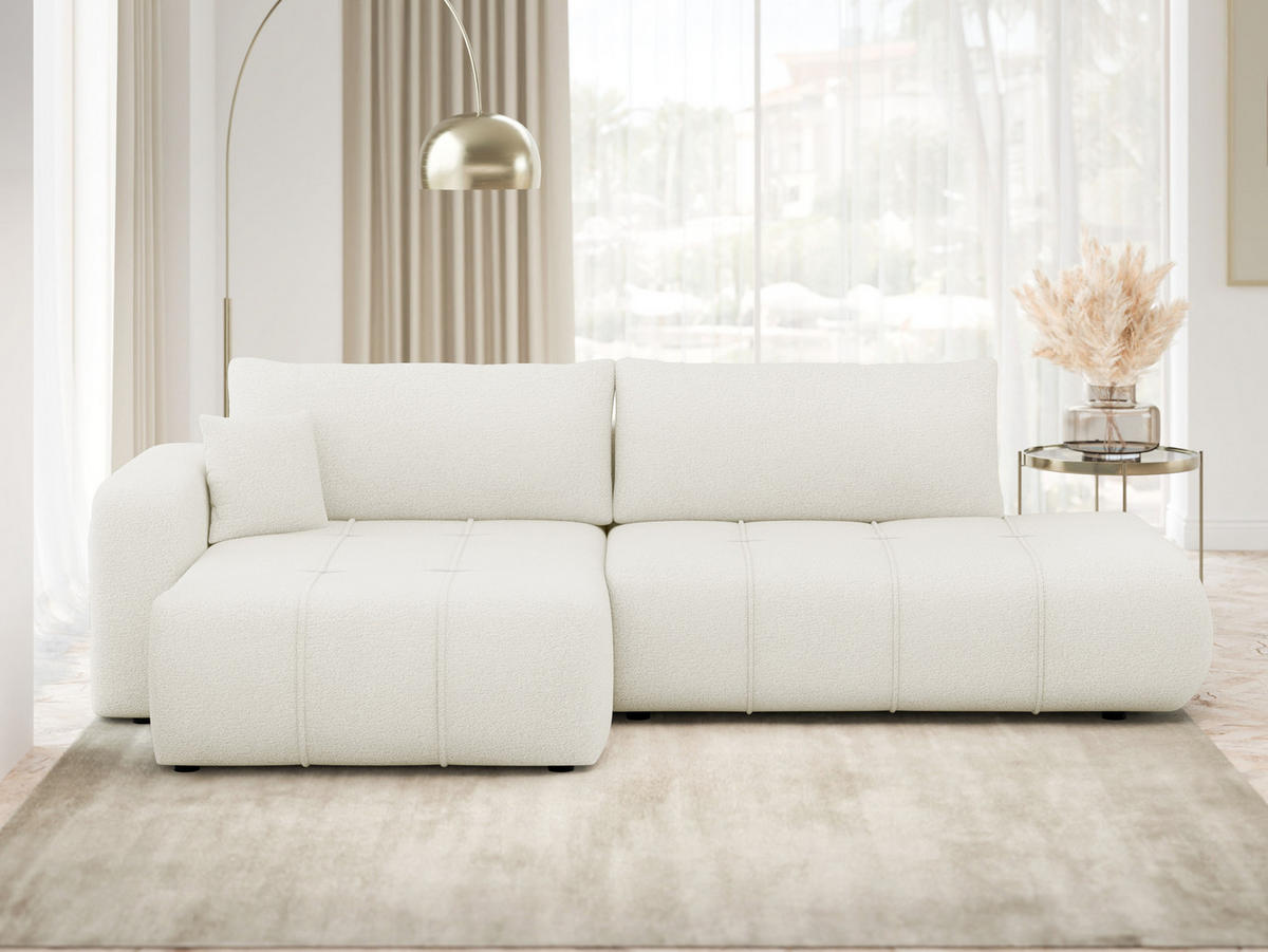 ECKSOFA Furyn O, Seite: Links - Creme/Schwarz, Holzwerkstoff/Kunststoff (262/145cm) - MIRJAN24
