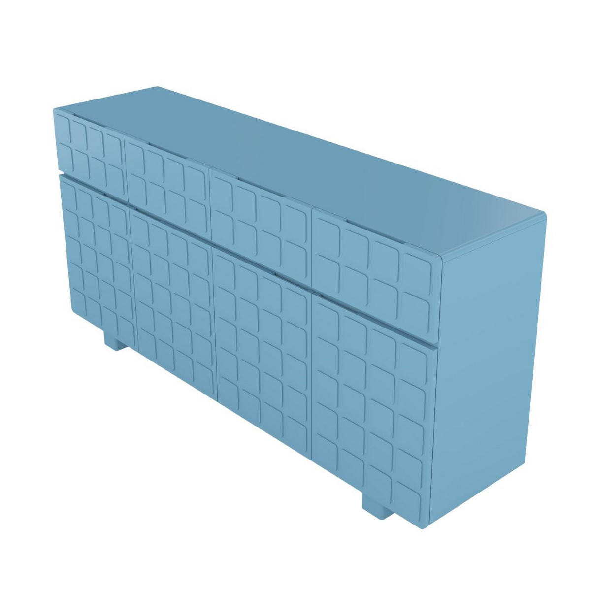 SIDEBOARD Cubo Long, Geometrische 3D Fronten, 169 cm, Blau - Pastellblau, Holz/Holzwerkstoff (168.9/83.8/41.8cm) - Skandica