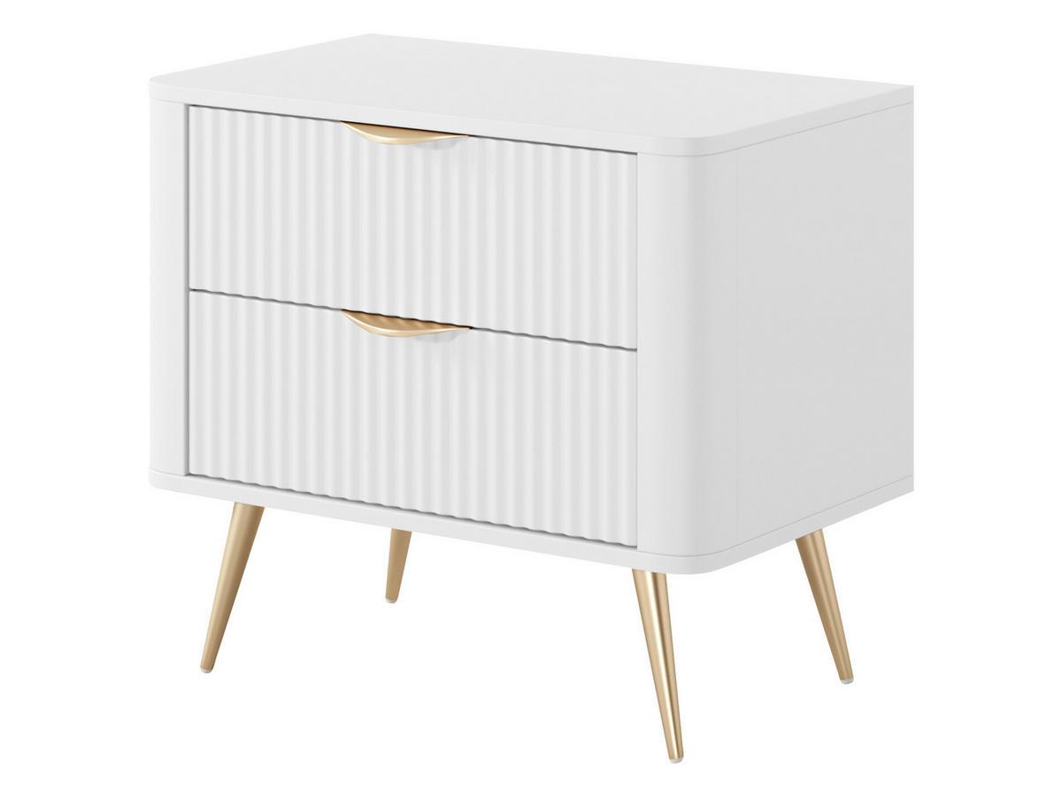 NACHTTISCH Lante - Goldfarben/Weiß, Holzwerkstoff/Metall (64/56/38cm) - MIRJAN24