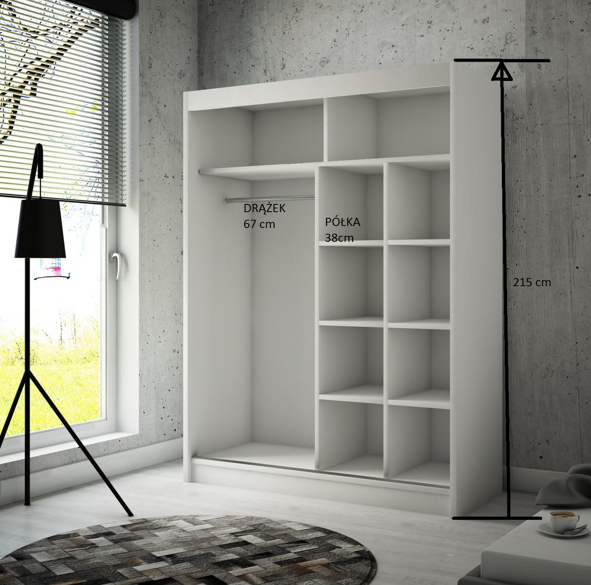 SCHRANK Weiß PAKO Schiebetür Mit Spiegel 150 cm - Weiß, Holzwerkstoff (150/215/61cm) - Sepro Meble