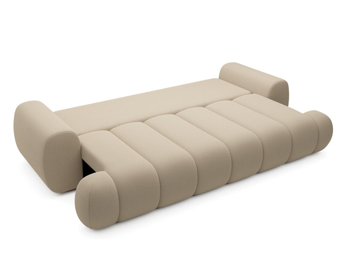 BETTSOFA SITO Creme Geflochtener Stoff mit Schlaffunktion - Creme, Textil (110/81/263cm) - MASSENO