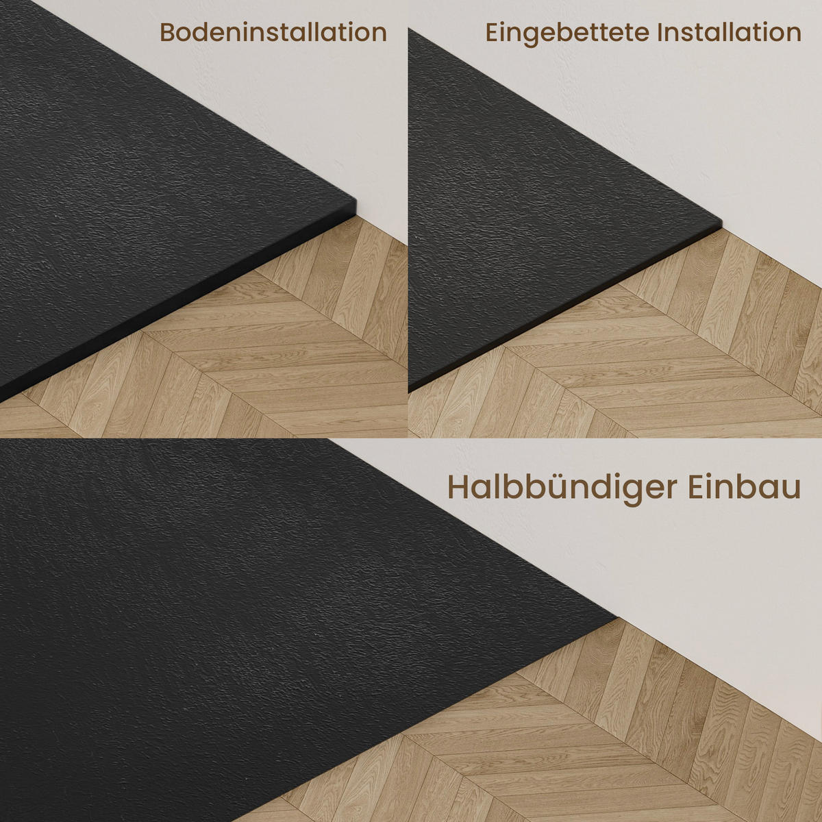 DUSCHWANNE mit rutschhemmender Oberfläche Schwarz 120/90 cm - Schwarz, Naturmaterialien (90/2.6/120cm) - EMKE
