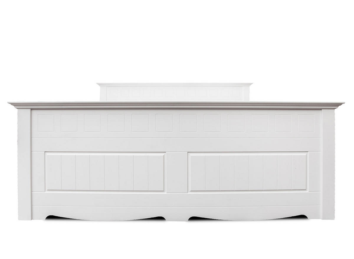 BETT Belluno Elegante Kiefer weiß lackiert 180 / 214 / 95cm - Weiß, Holz (160/200cm) - Feldmann-Wohnen
