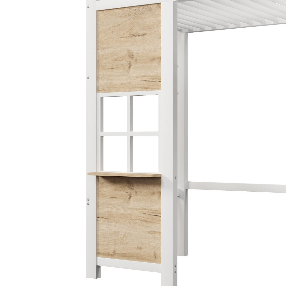 HOCHBETT 90/200 cm mit Eisenrahmen Weiß, Ablageleiter und Stauraum - Weiß, Metall
