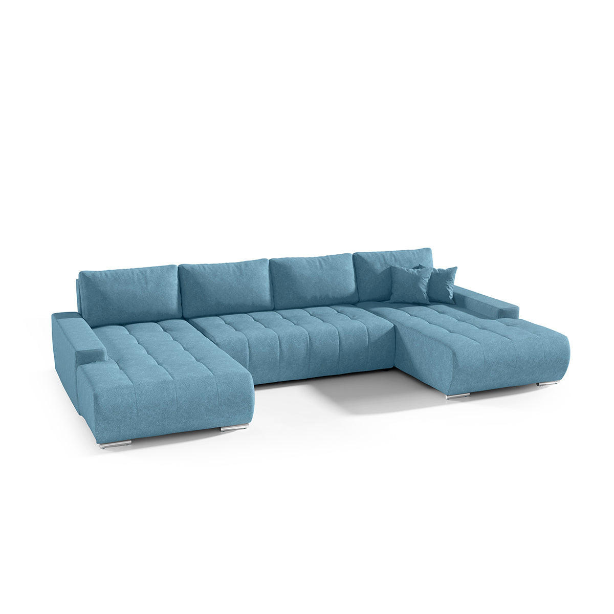 PANORAMASOFA Jonas 5 Sitzplätze Blau - Blau, Holzwerkstoff (350/85/185cm) - Petits-meubles