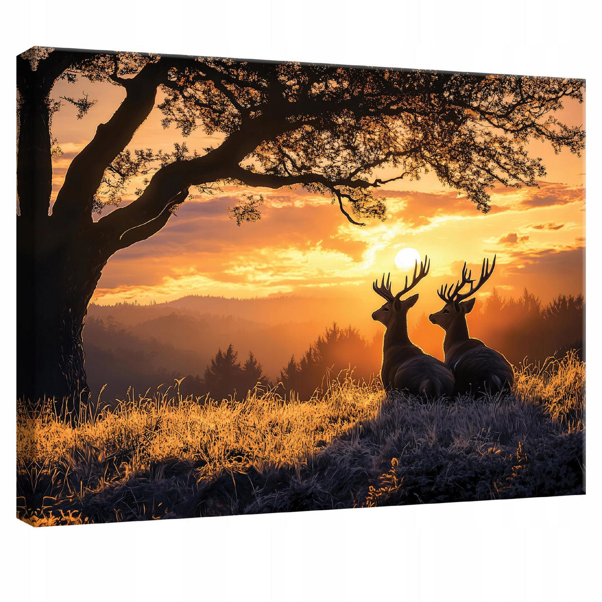 WANDBILD Hirsch Wald Natur Modern 100x70 - Multicolor, Holzwerkstoff (100/70cm) - Wallarena