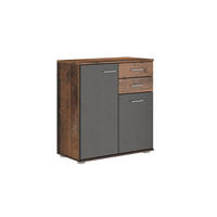 KOMMODE MICHELE 71/75/35 cm mit 2 Schubladen 2 Türen Braun - Hellgrau/Braun, Holzwerkstoff (71/75/35cm) - MASSENO