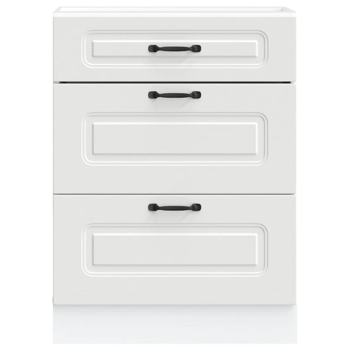 KÜCHENUNTERSCHRANK Kalmar mit 3 Schubladen 60/46/81,5 cm aus Holzwerkstoff Weiß - Schwarz/Weiß, Holz (60/81.5/46cm) - vidaXL