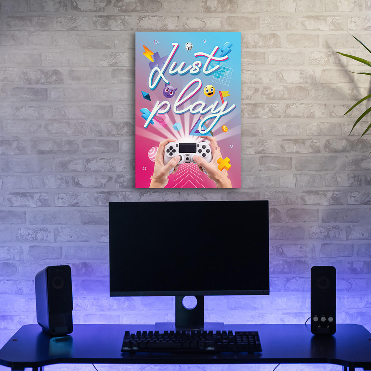 WANDBILD games controller - Multicolor, Textil (40/60cm) - Feeby