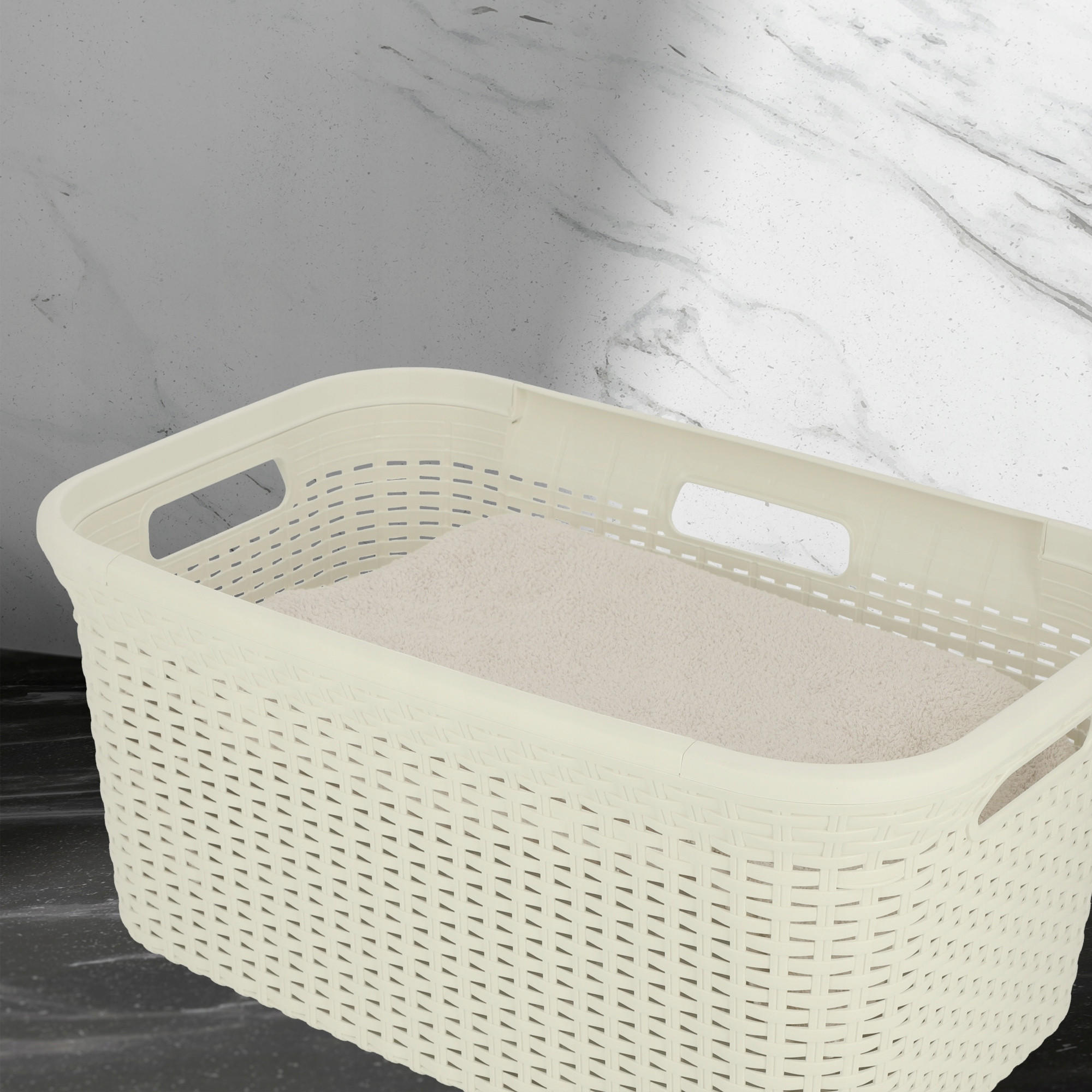 WÄSCHEKORB 45L, Creme - Creme, Kunststoff (60/38cm) - KADAX