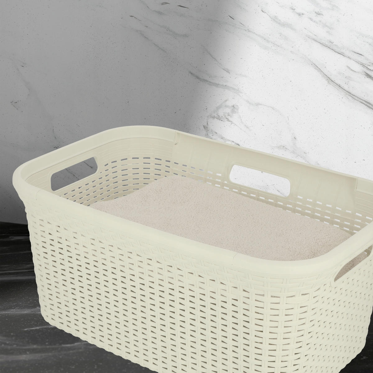WÄSCHEKORB 45L, Creme - Creme, Kunststoff (60/38cm) - KADAX