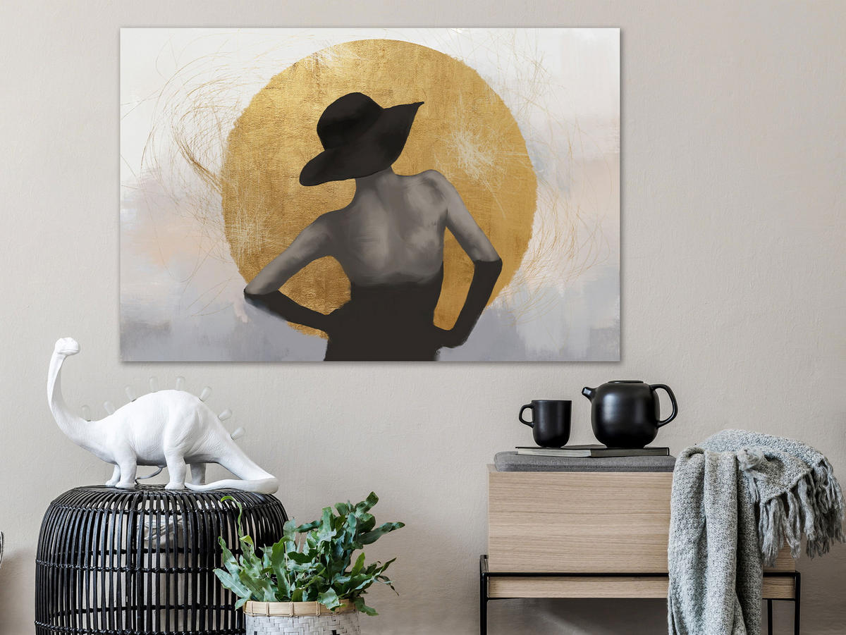 KUNSTDRUCK Schwarz-Weiß 120/80 cm - Goldfarben/Schwarz, Textil (120/80cm) - KUNSTLOFT