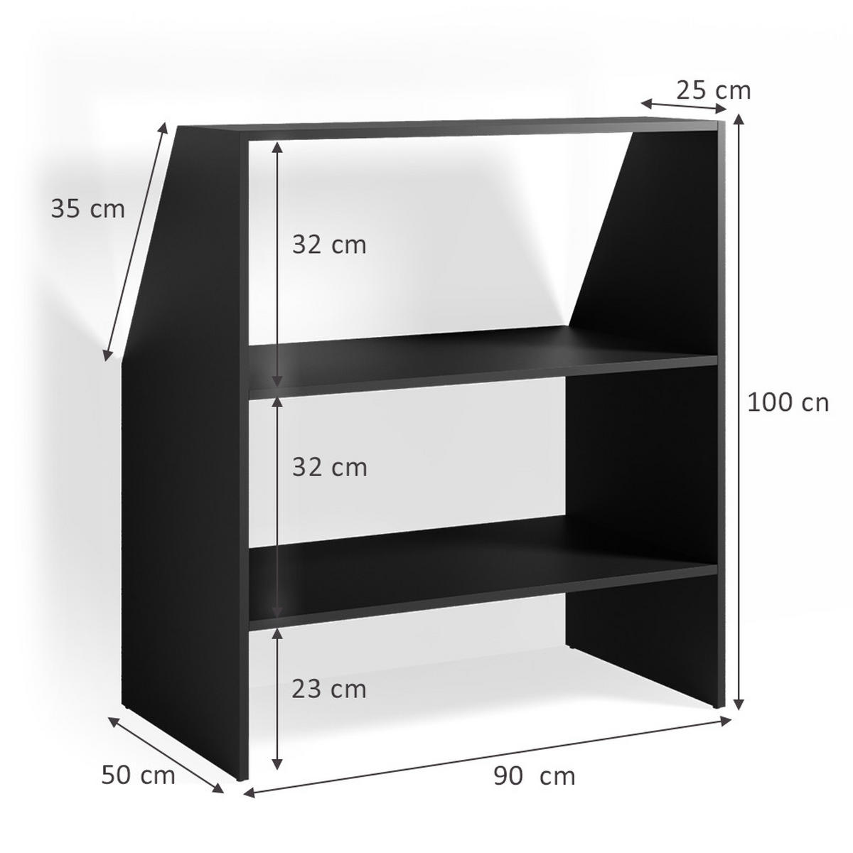 DACHSCHRÄGE REGAL Anthrazit 90 x 100 cm - Anthrazit, Holzwerkstoff (90/100/50cm) - Vicco