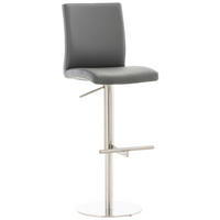 BARHOCKER Cadiz 93x40x49 cm grau - Grau, Leder (40/93/49cm) - furnicato