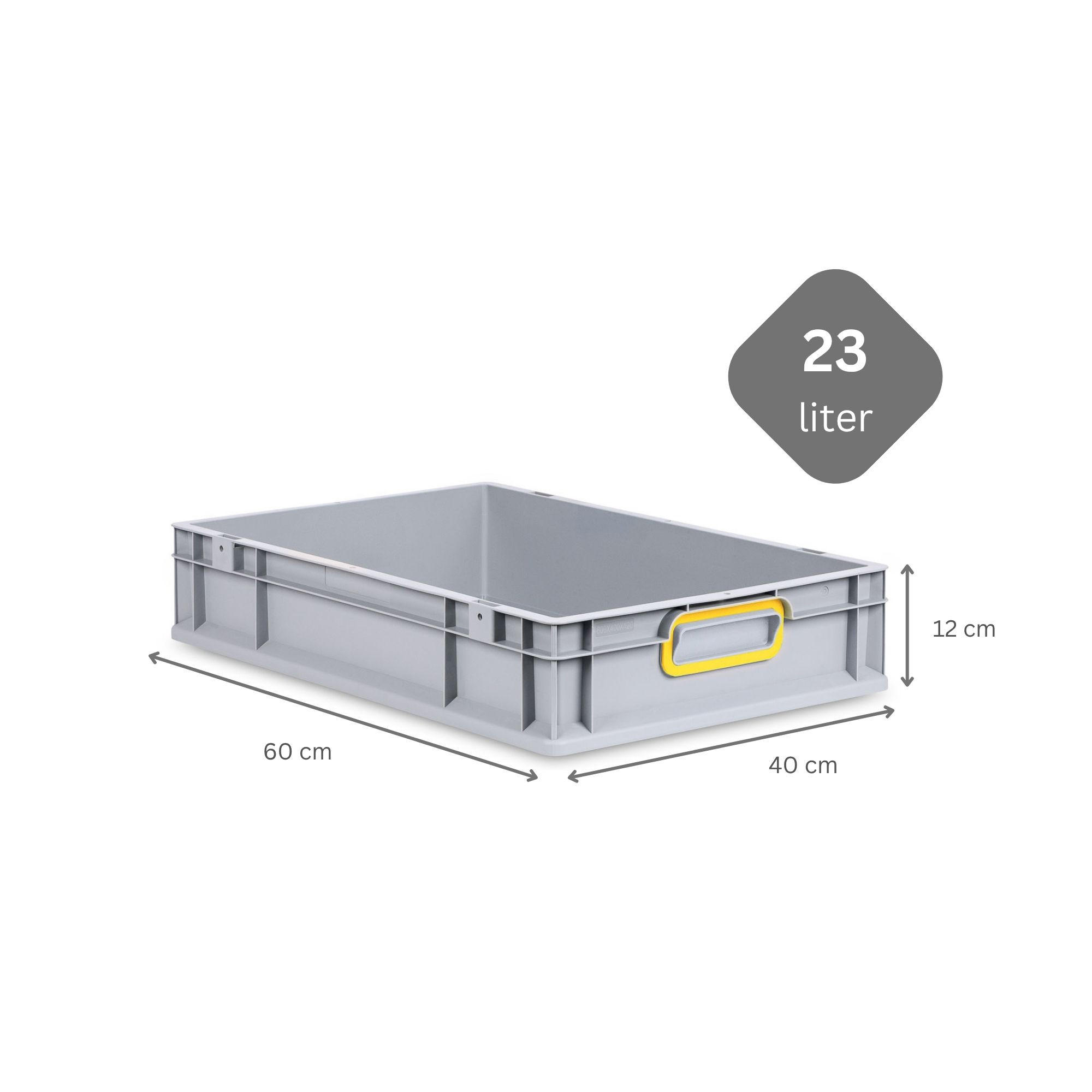 EUROBOX 8x Nextgen Color 12x40x60cm 23 Liter Griffe Gelb Geschlossen - Gelb, Kunststoff (40/12/60cm) - PROREGAL