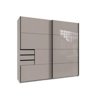 KLEIDERSCHRANK Saigon in Saharagrau mit einer Türfront in Glas Saharagrau – Schwebetürenschrank 2 türig - 225 cm Breite - Grau, Holzwerkstoff (80/200/120cm)