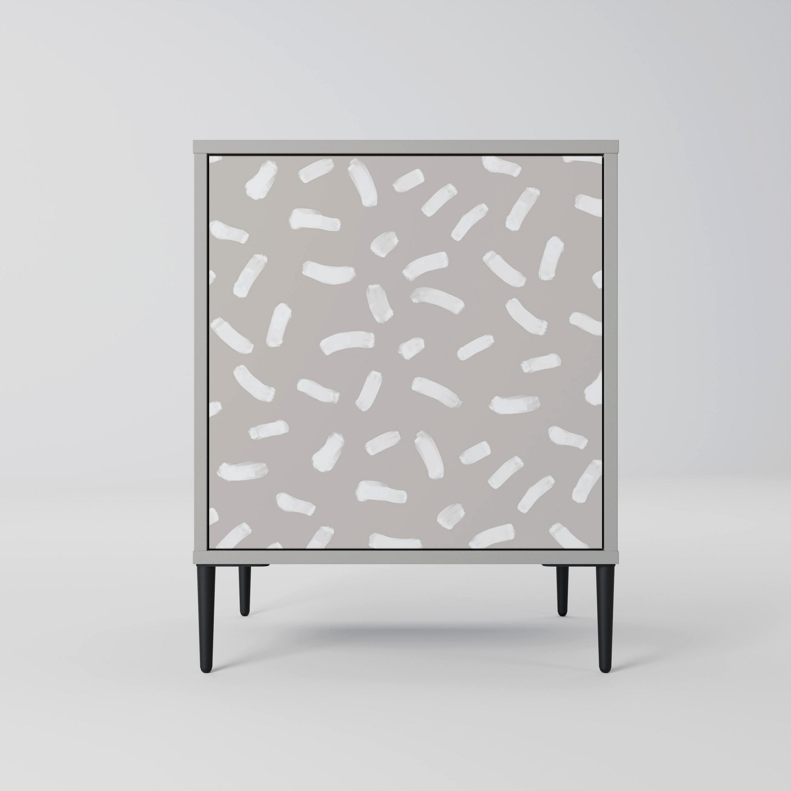 SIDEBOARD PASSING SECONDS, Grau, 57,5x42x72,5 cm, Schwarze Metallfüße - Multicolor/Schwarz, Holzwerkstoff/Metall (57.5/72.5/42cm) - SpaceRebels