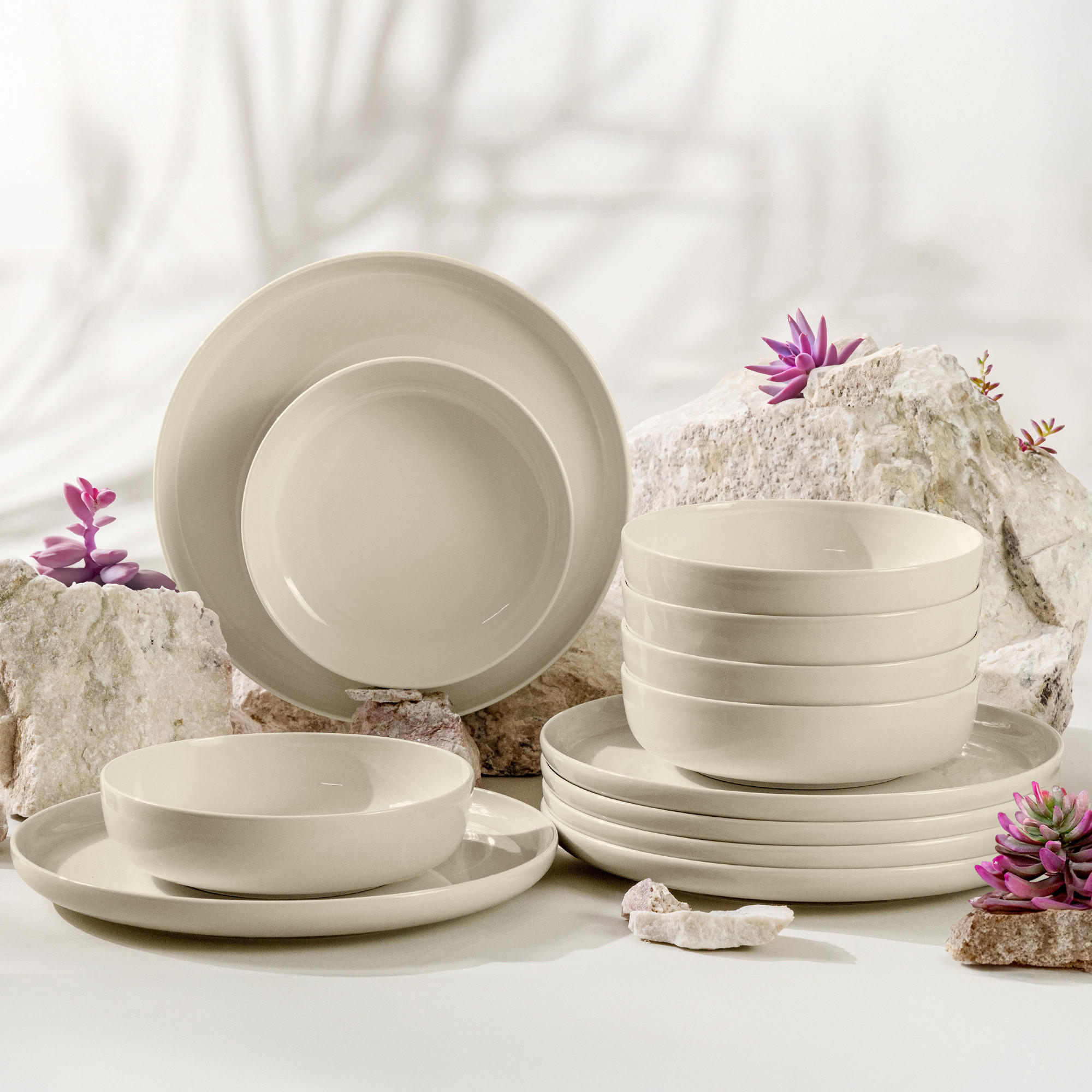TAFELSERVICE VICTO 6 Personen 12-tlg - Beige, Keramik (27/2/27cm) - KONSIMO®