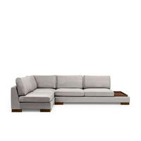 ECKSOFA mit Hocker und Lounge-Design - Walnussfarben/Hellgrau, Holz/Textil (313/193cm) - myHomelando