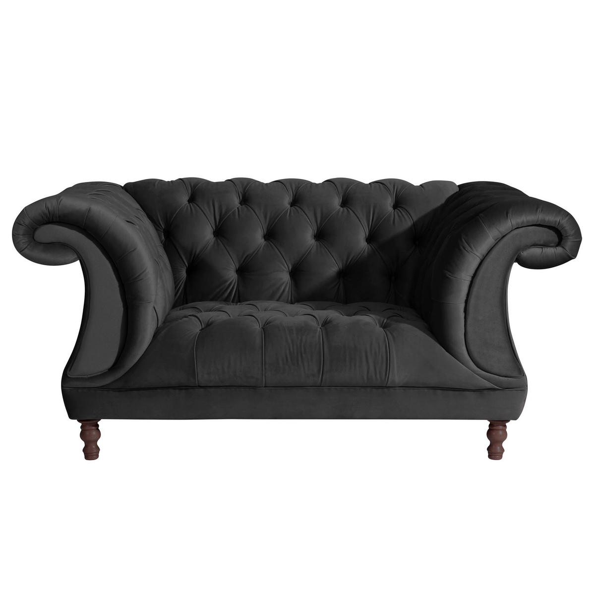 CHESTERFIELD Sessel Kaylin Samtvelours schwarz - Schwarz, Kunststoff (100/80/167cm) - 58aufmkessel