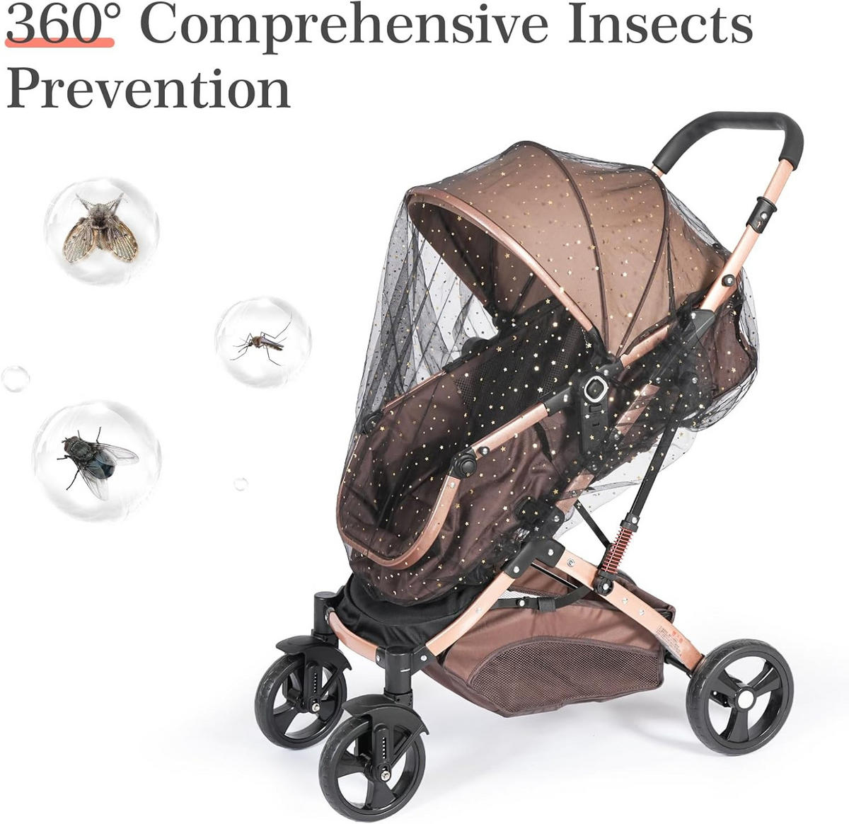 KINDERWAGEN-MOSKITONETZ Sternmuster Schwarz - Schwarz, Textil - Weltevree