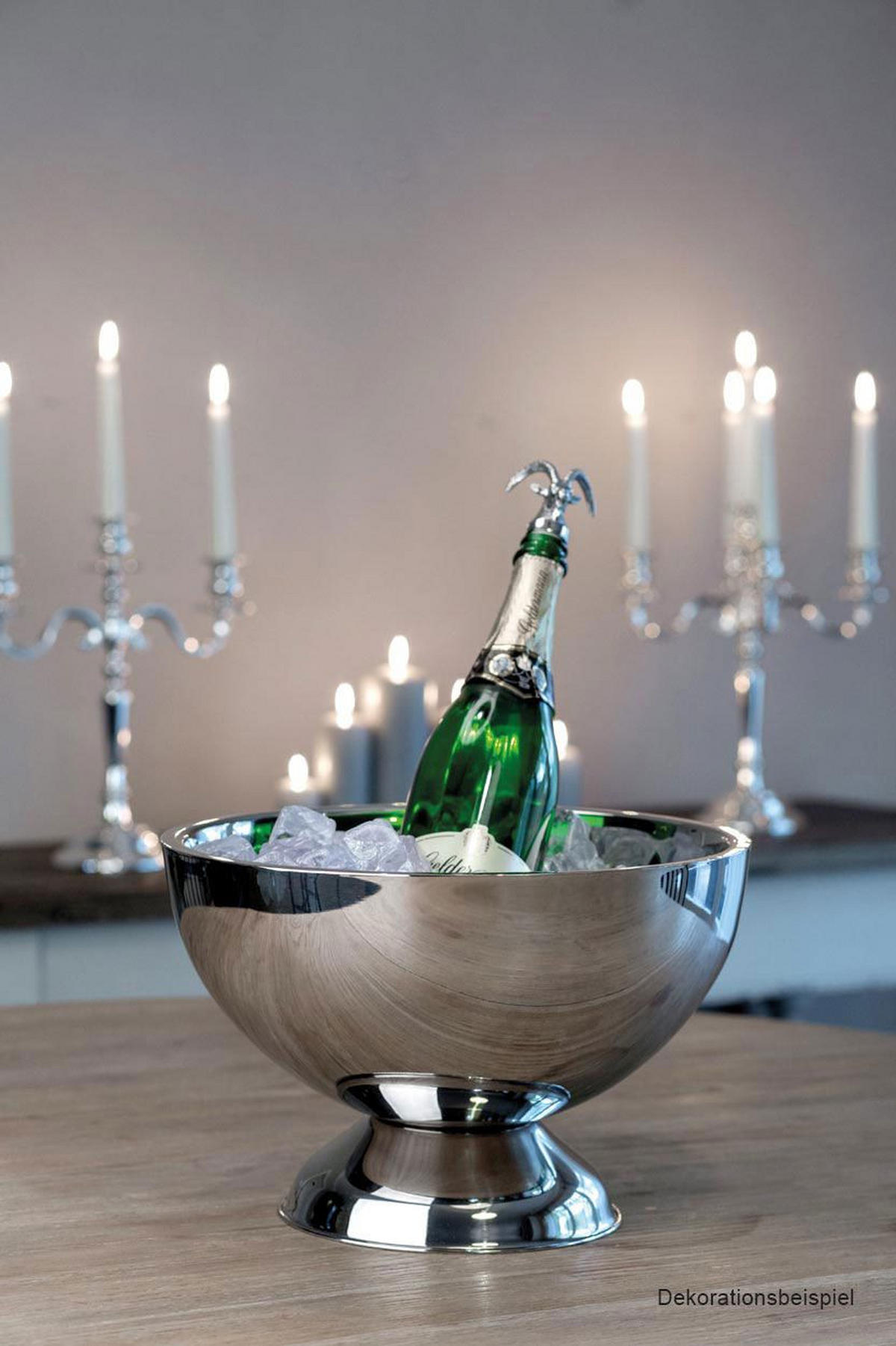 CHAMPAGNER-/FLASCHENKÜHLER Bowl Hammerschlag-Optik (H) 32 x (Ø) 32 cm - Silberfarben, Paraffin (32/32cm) - Hermann Bauer jun. Kollektion GmbH