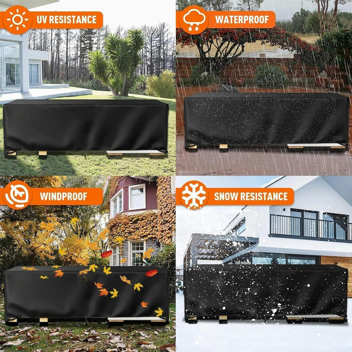 GARTENMÖBEL Abdeckung 170 x 96 x 70 cm Schwarz - Schwarz, Textil (96/70/170cm)