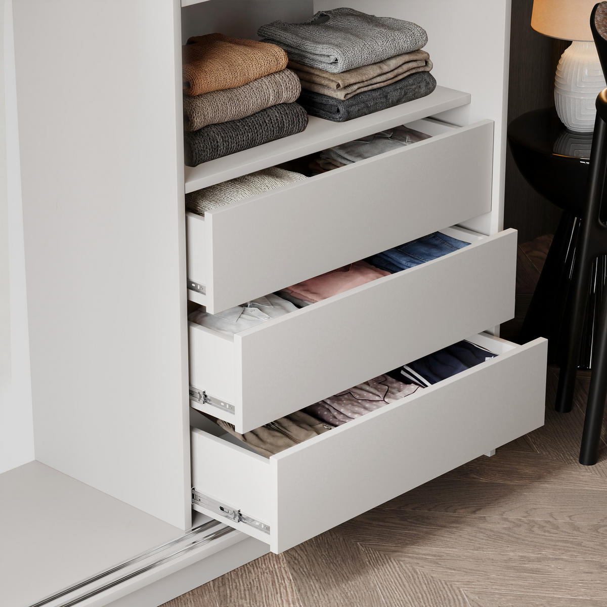 SILENTE 180 cm Schiebetürenschrank mit Einlegeböden und Kleiderstange - Beige, Holzwerkstoff (180/205/60cm) - Idohome