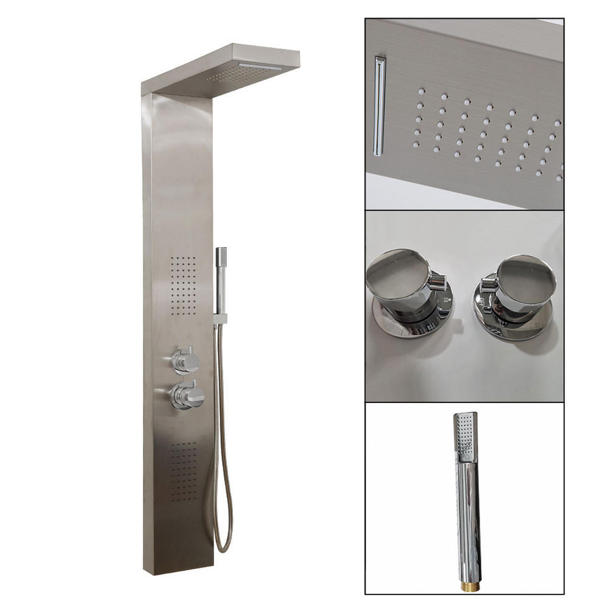 DUSCHPANEEL CASCATA - Silber - Edelstahlfarben, Metall (20/142/50.5cm) - Home Deluxe