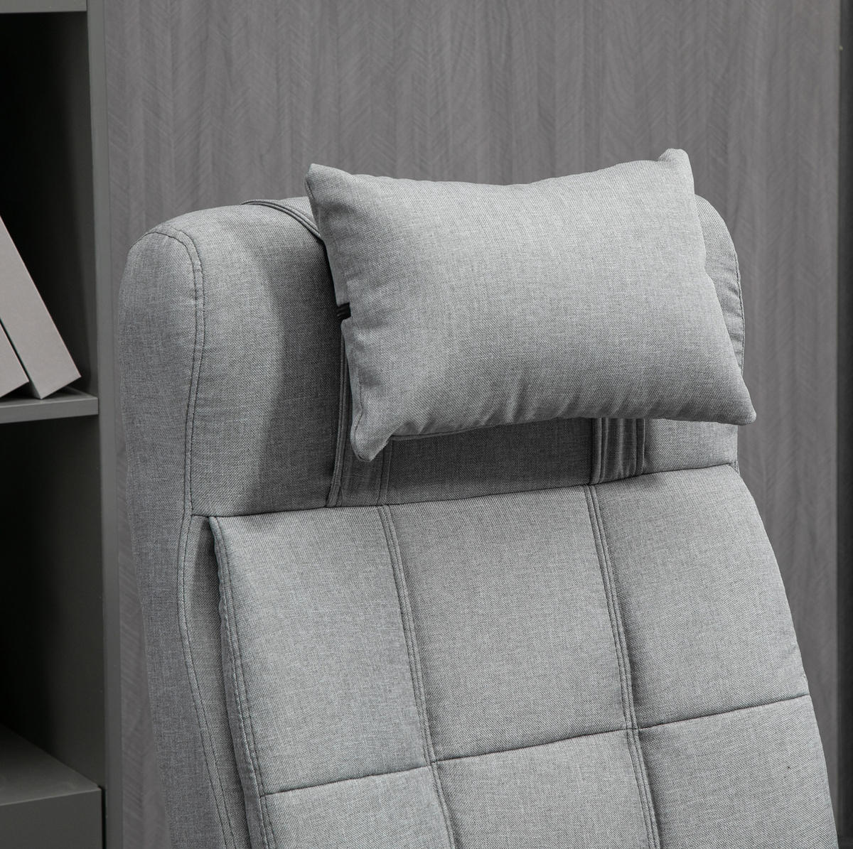 BÜROSTUHL in Hellgrau 76x66x120 cm mit verstellbarer Rückenlehne und Kopfkissen - Hellgrau, Textil (66/120/76cm) - IVMEU