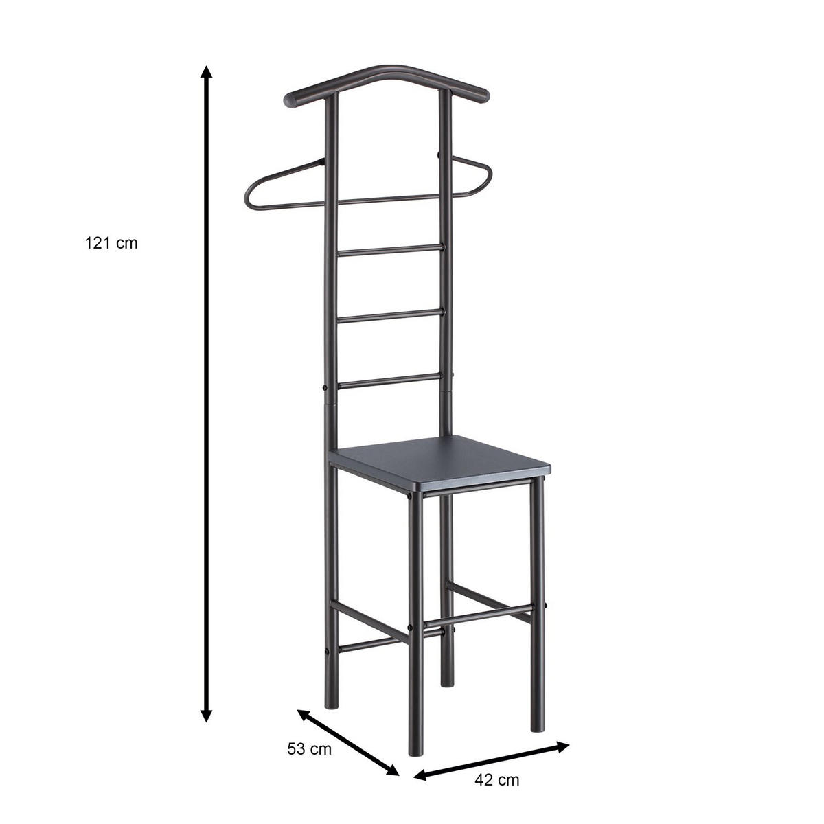 HERRENDIENER JIVO - Grau, Metall (53/121/47cm) - CARO-Möbel