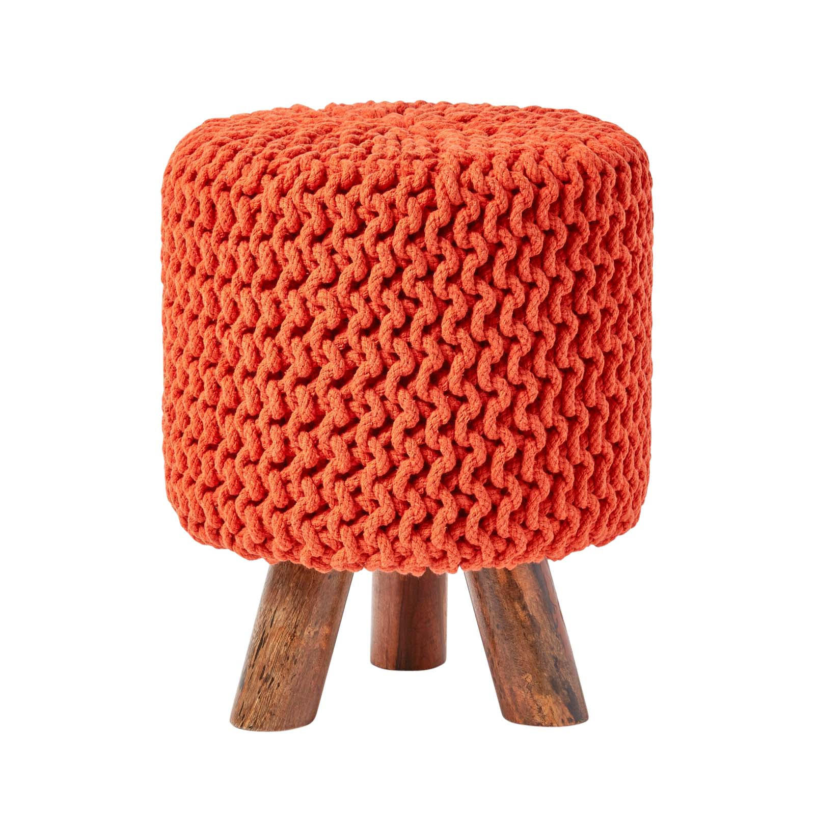 STRICK-HOCKER orange, Dreibein 32/32/42 cm - Orange, Textil (32/42/32cm) - Homescapes
