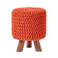 STRICK-HOCKER orange, Dreibein 32/32/42 cm - Orange, Textil (32/42/32cm) - Homescapes