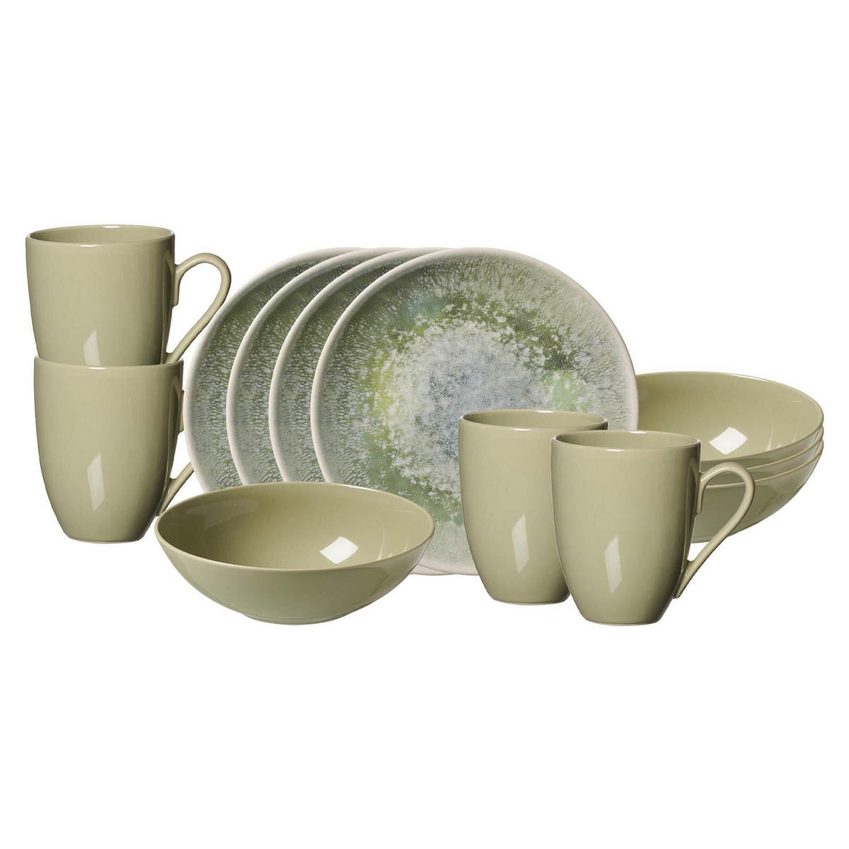 FRÜHSTÜCKS-SET Cecina grün 8er Set - Grün, Keramik (1/1/1cm) - Ritzenhoff Breker