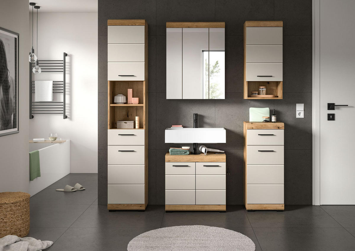 BAD-SET SCOUT 5-tlg. (B/H/T: ca. 164/191/34 cm) in Evoak Oak Nachbildung/- - Eichefarben, Holz (164/191/34cm)