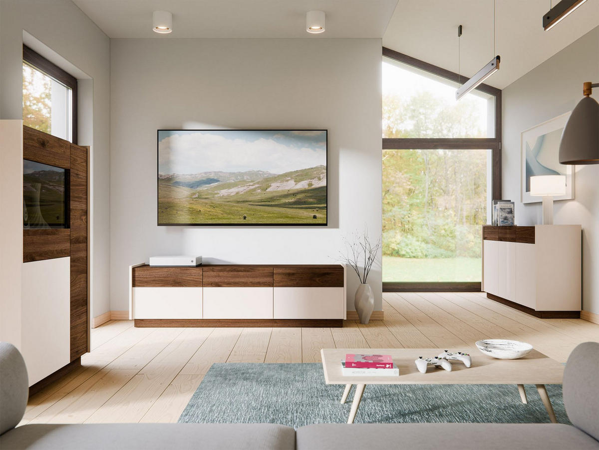 TV-SCHRANK Kobbe Beige / Nussbaum 173 cm - Dunkelbraun/Beige, Holzwerkstoff (172.8/50/40cm) - Selsey