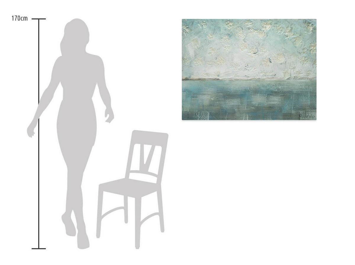 ÖLGEMÄLDE 100/75 cm - Petrol/Weiß, Holz/Textil (100/75cm) - KUNSTLOFT