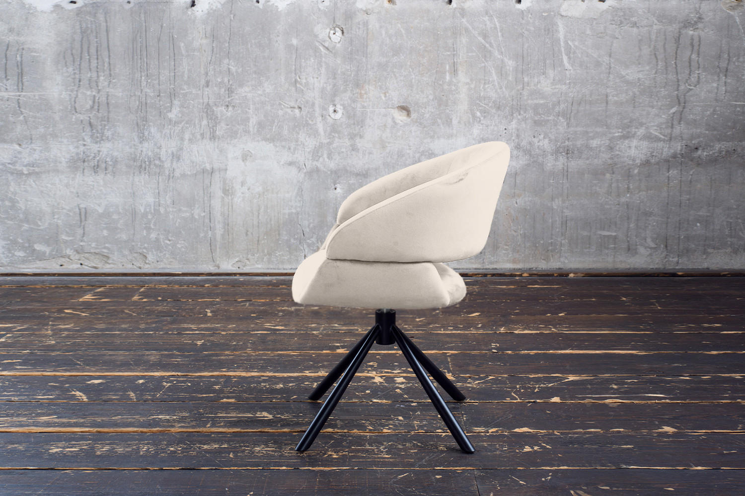 ESSZIMMERSTUHL LARA Cremeweiß Velvet - Creme/Schwarz, Kunststoff/Textil (61/82/62cm) - KAWOLA