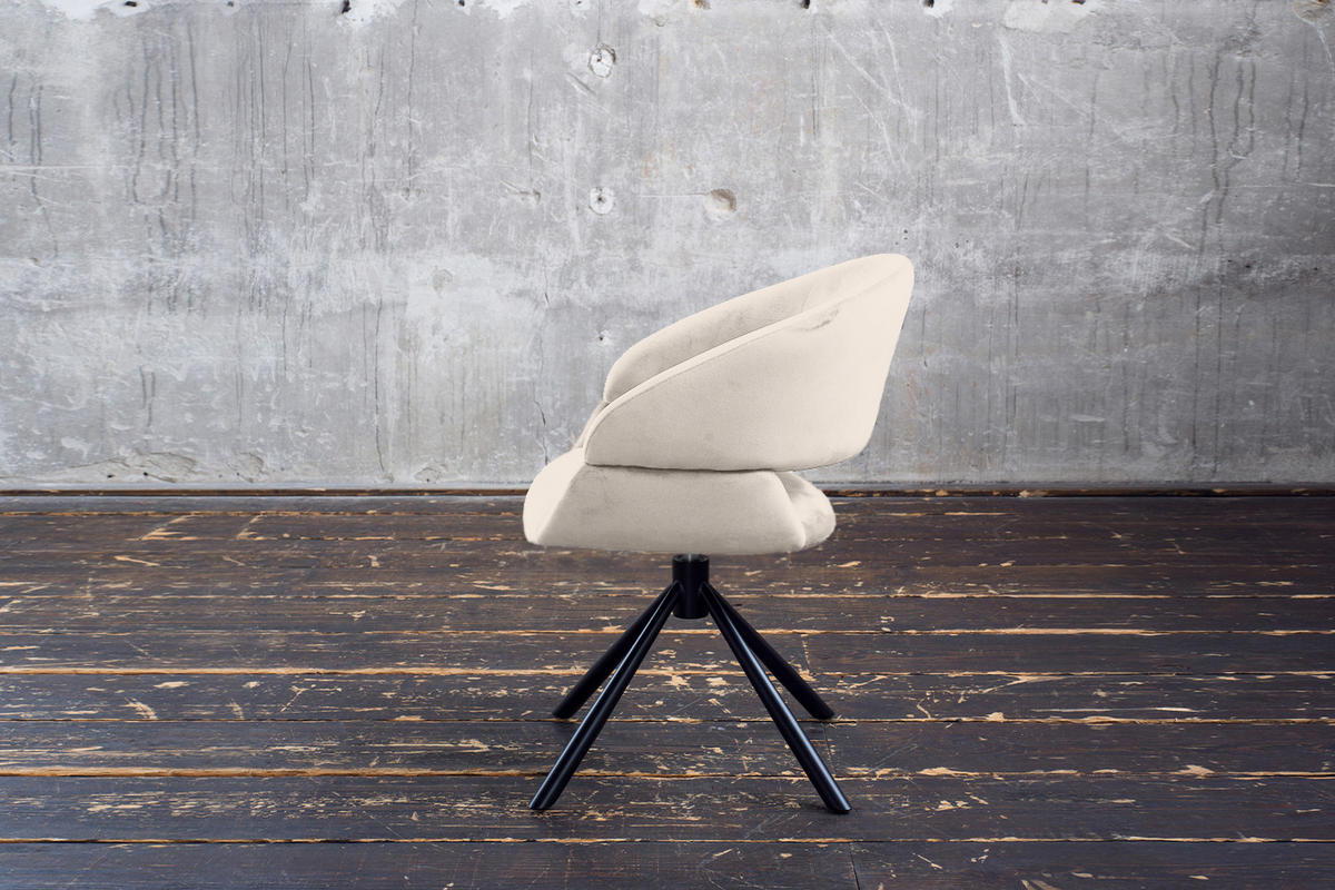 ESSZIMMERSTUHL LARA Cremeweiß Velvet - Creme/Schwarz, Kunststoff/Textil (61/82/62cm) - KAWOLA
