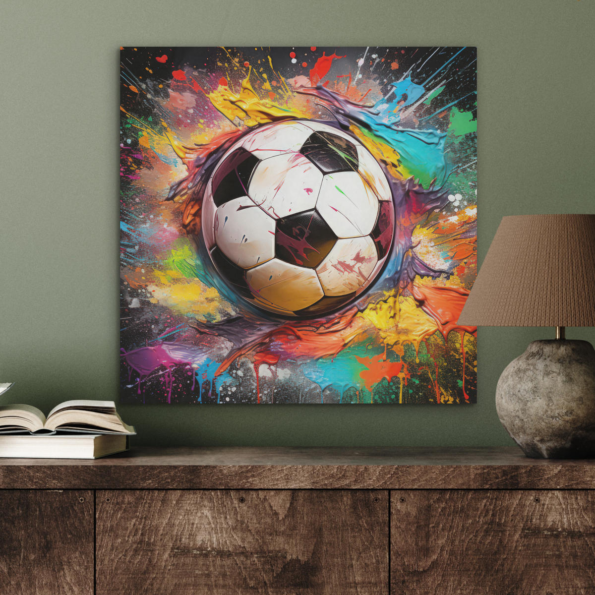 AKUSTIKBILD Fußball - Farbe - Farben - Schwarz - Weiß Wandbilder 60x60 cm - Weiß, Kunststoff (60/60/0.9cm) - MuchoWow