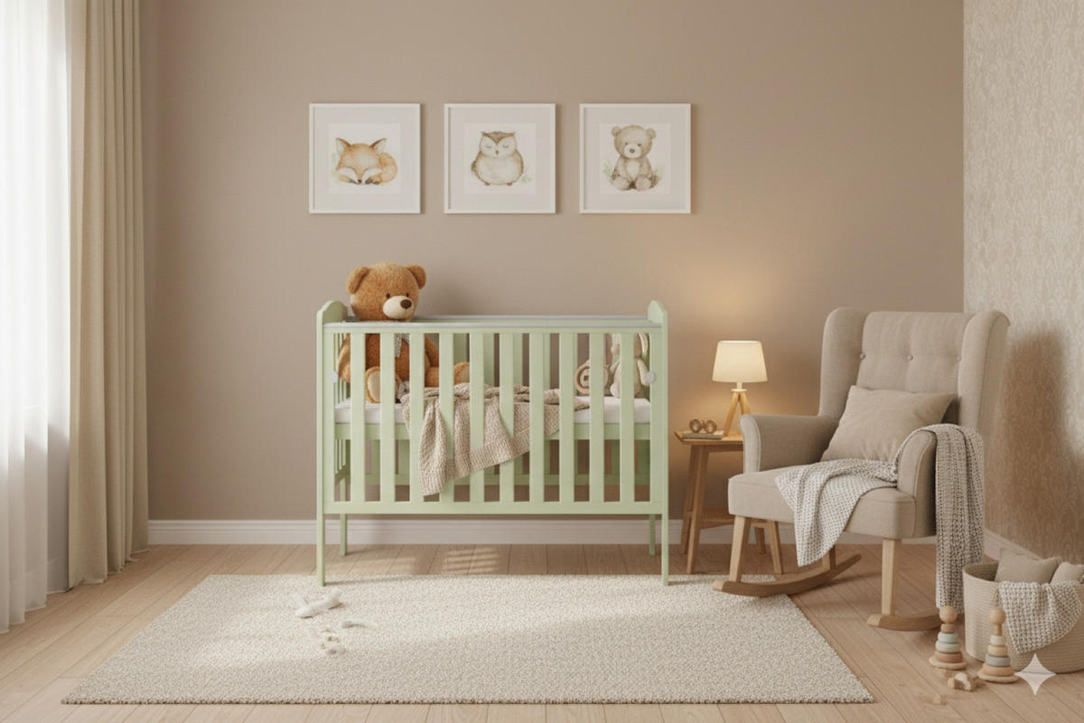 BEISTELLBETT Pino - Mintgrün, Holz (50/100cm) - kiki design