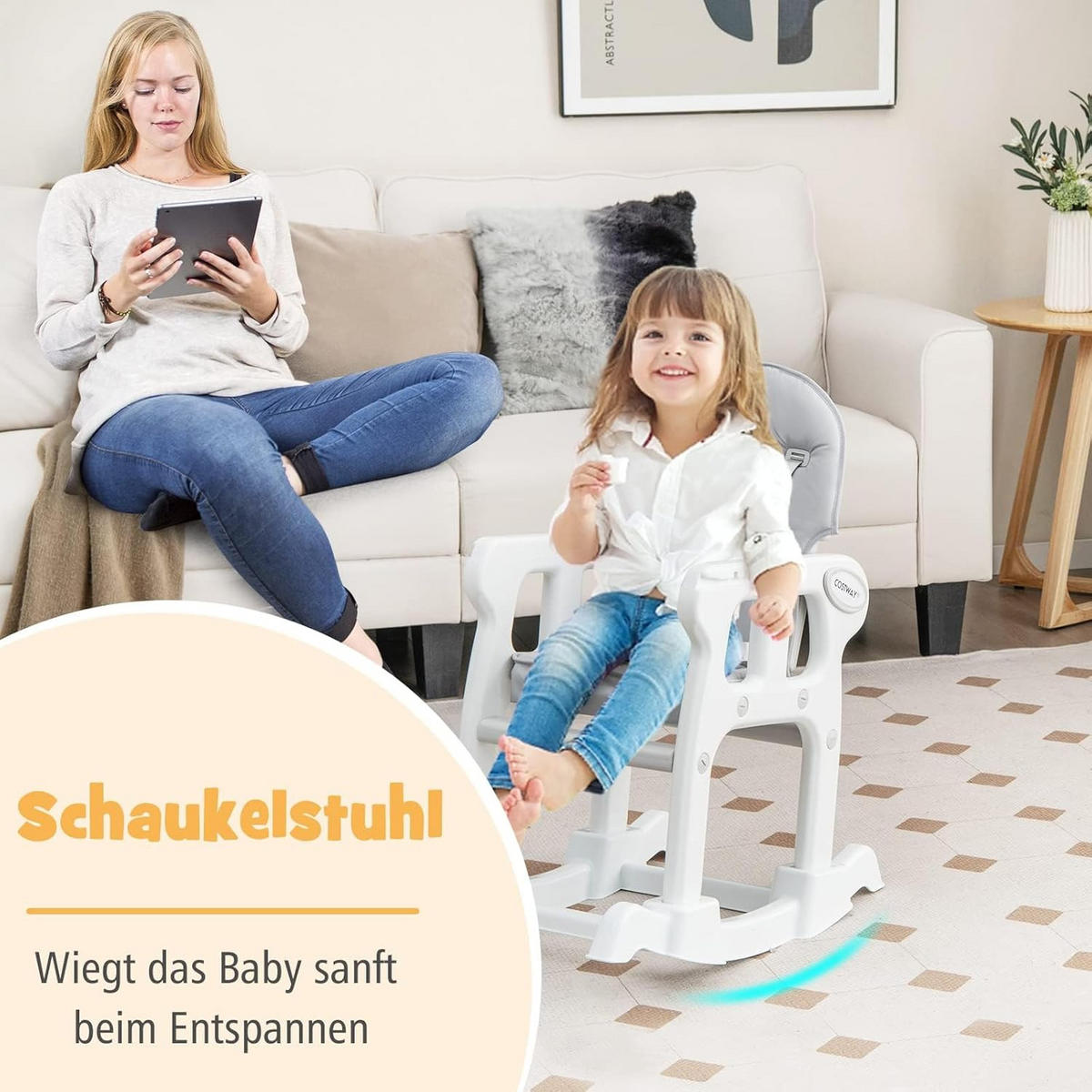 BABYHOCHSTUHL Grau - Grau, Kunststoff (51/104/62cm) - COSTWAY