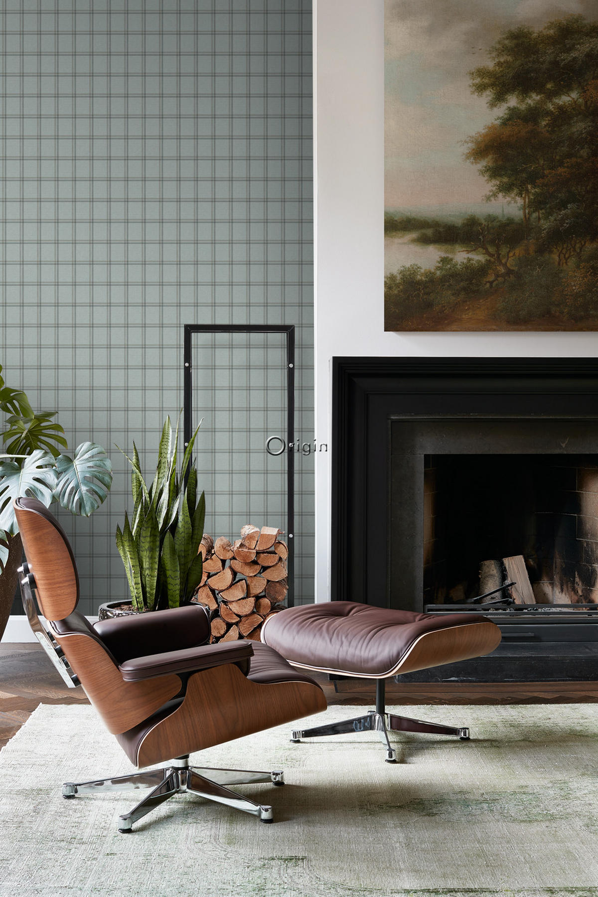 TAPETE Karomuster 53 cm x 10.05 m - Grau, Papier (53/1000cm) - Origin Wallcoverings