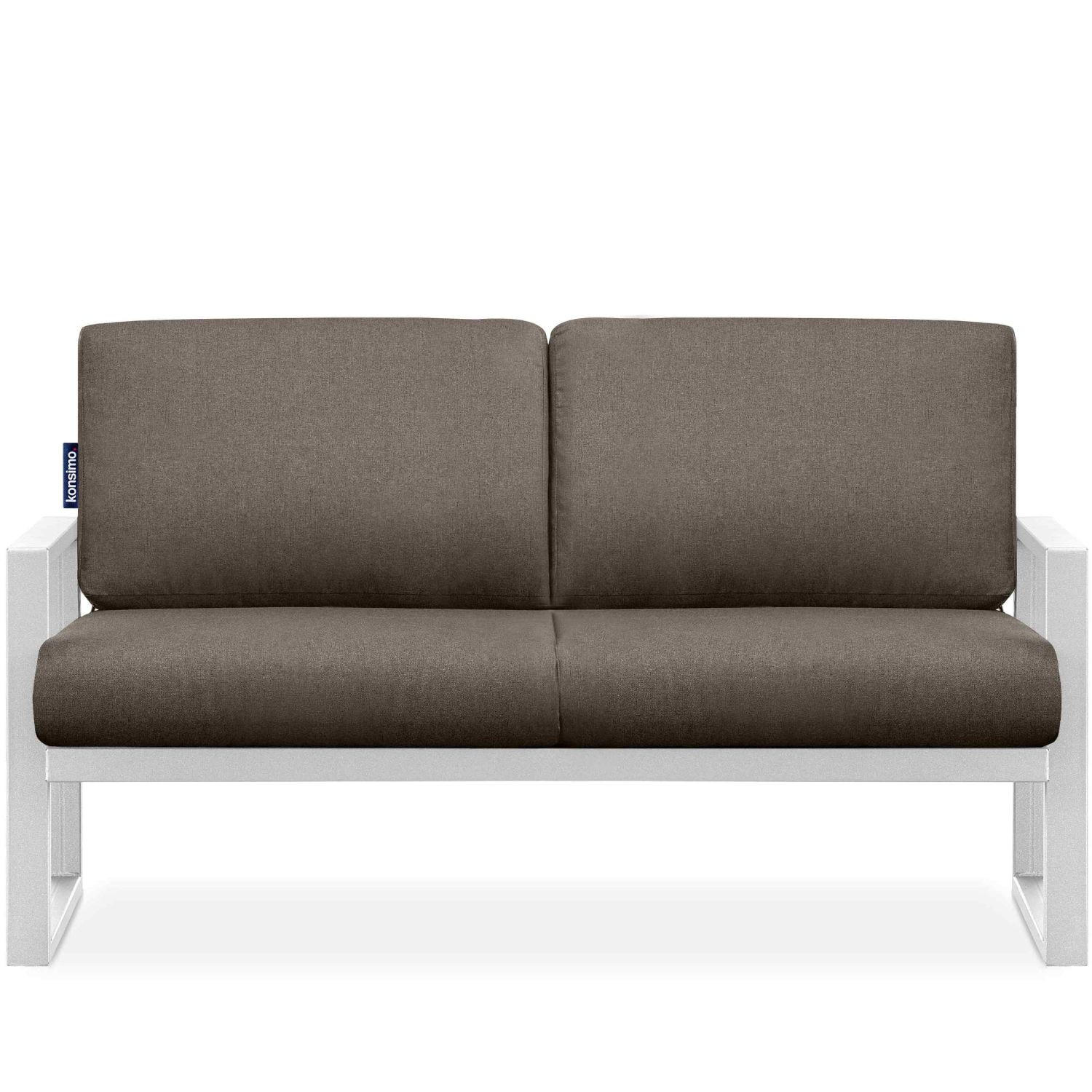 GARTENSOFA FRENA 2-Personen ,Weiß/Beige - Beige/Weiß, Textil/Metall (130/65/60cm) - KONSIMO®