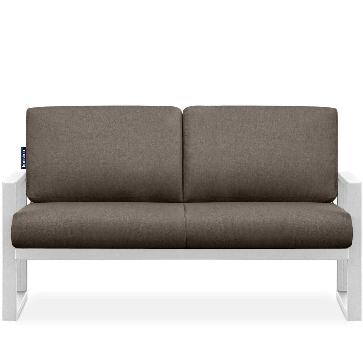 GARTENSOFA FRENA 2-Personen ,Weiß/Beige - Beige/Weiß, Textil/Metall (130/65/60cm) - KONSIMO®